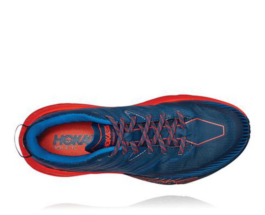 Hoka One One Mens Trail Shoes - Speedgoat 4 - Blue/Red - NVWS79021